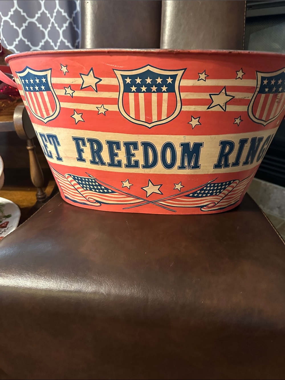 Patriotic 'Freedom' Metal Tub - Red, White & Blue